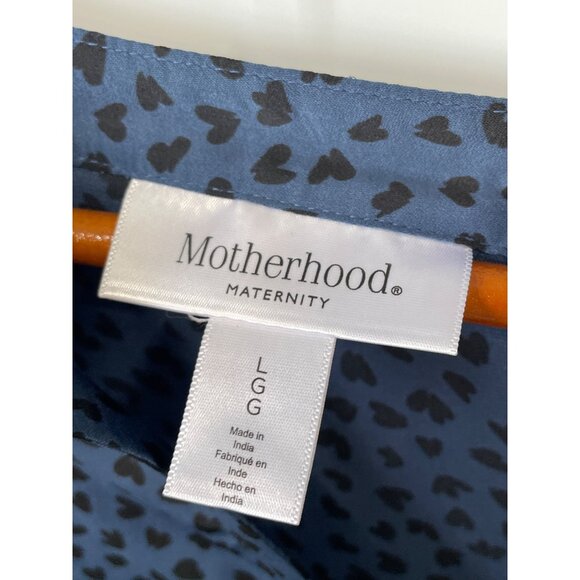 Motherhood Maternity Popover Shirt Size Large Printed Ruffle Long Sleeve Office - Picture 3 of 6